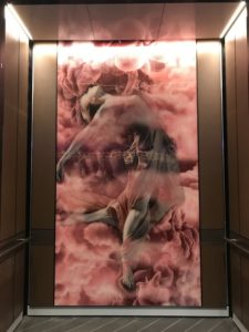 Hotel-EMC2-dancing-girl-elevator-art-installation